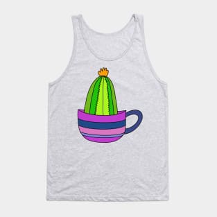 Cute Cactus Design #92: Tiny Cactus In A Teacup Tank Top